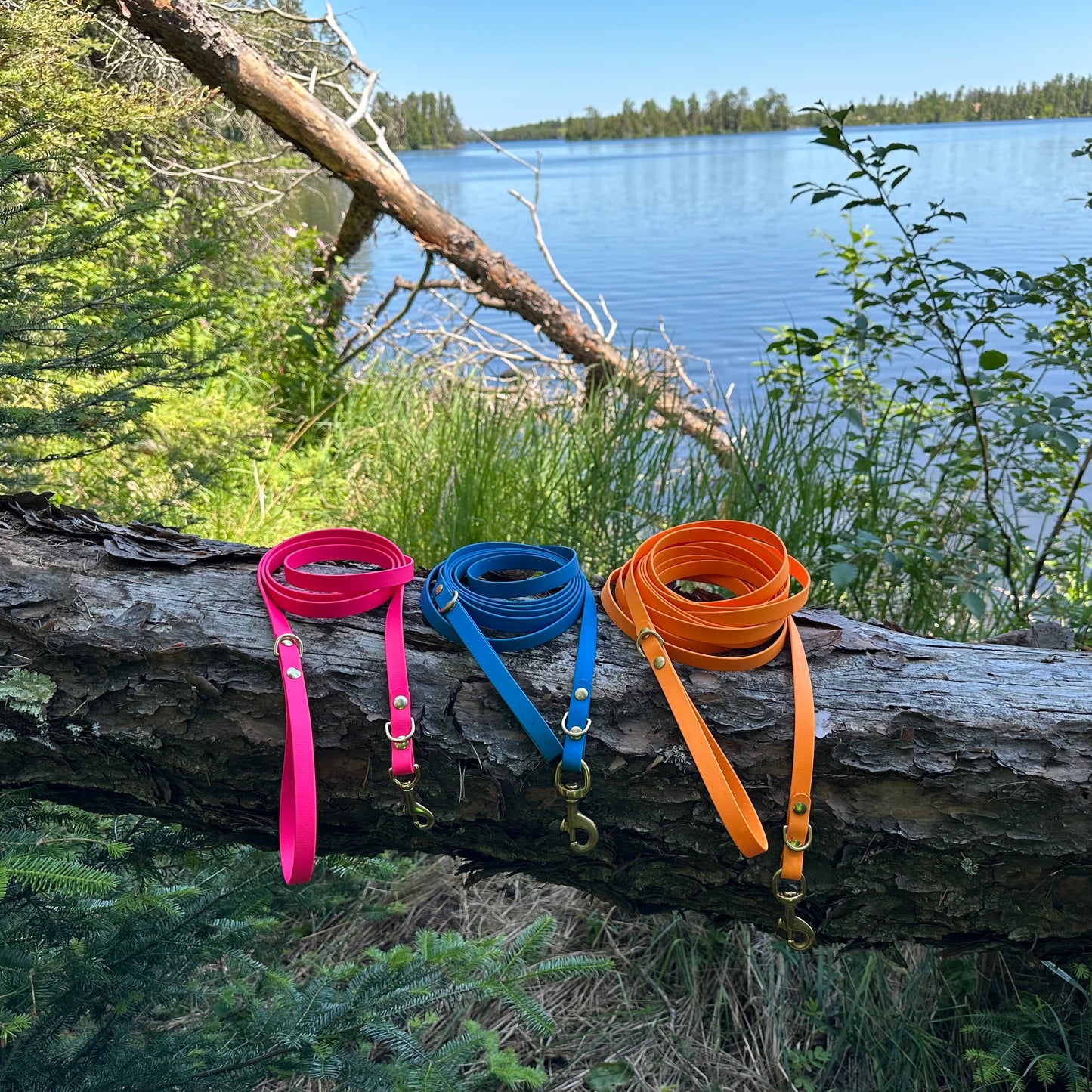 Pink 6ft with regular clasp, Pacific Blue 10ft with heavy duty clasp, Melon 20ft with heavy duty clasp

All 5/8” width